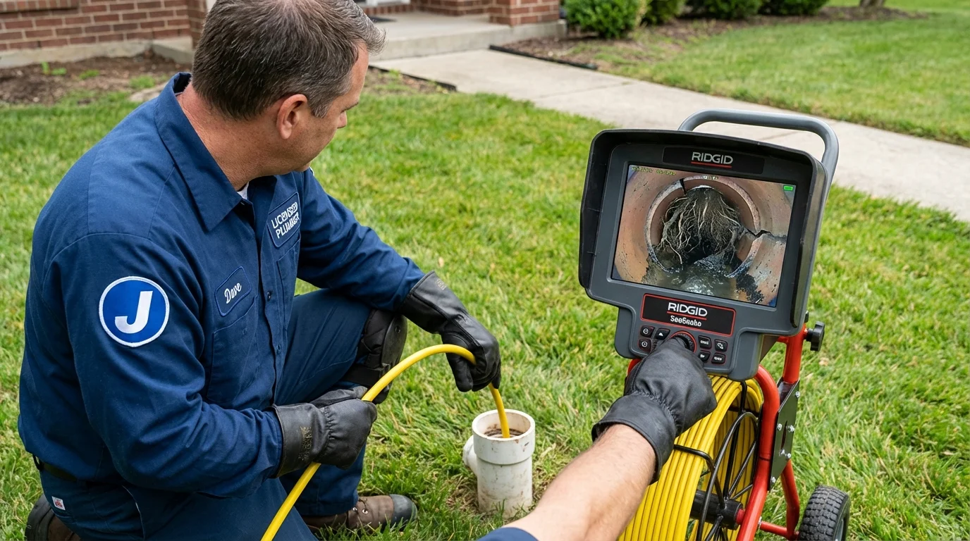 Sewer camera inspection being performed by Johns Plumbing LLC in Marbury